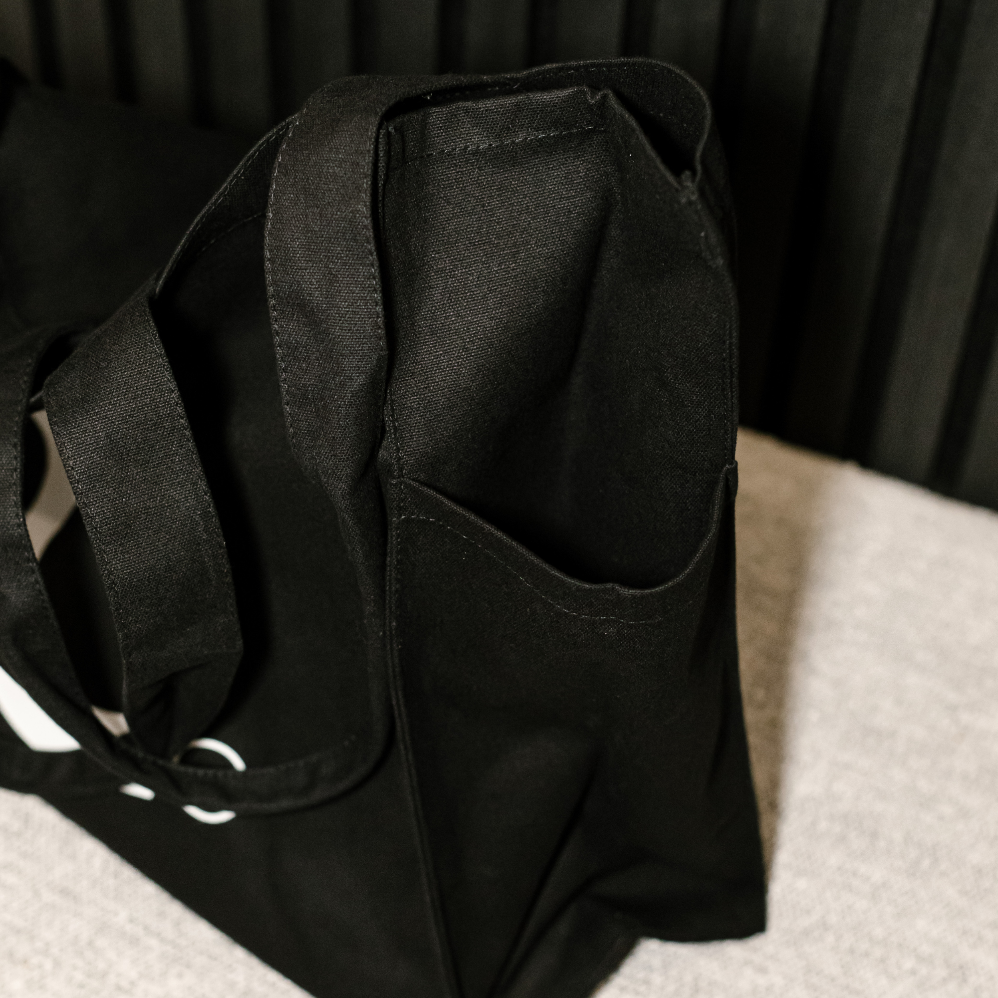 Recycled Black Shopper Bag w/Side Pocket